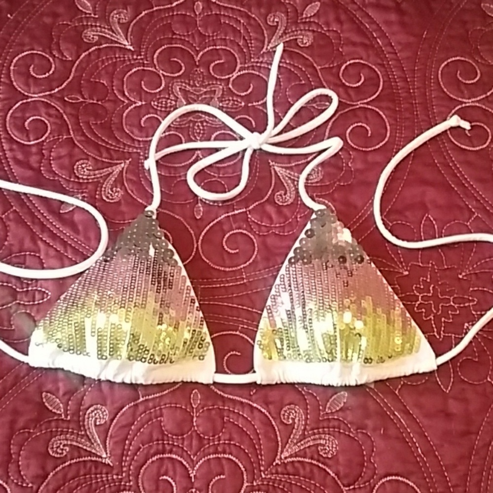 VS White sequins triangle top